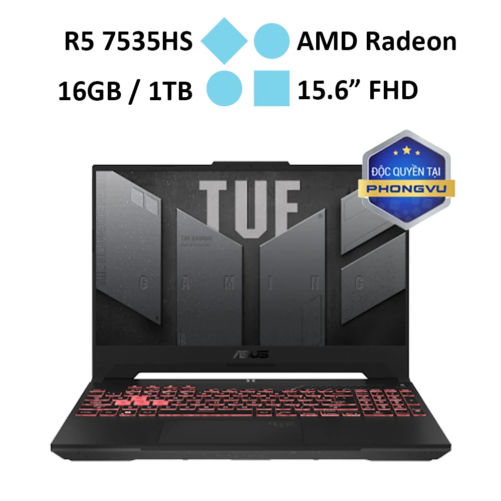 Laptop gaming ASUS TUF Gaming A15 FA507NV-LP111W (Ryzen 5 7535HS/RAM 16GB/GeForce RTX 4060/1TB SSD/ Windows 11)